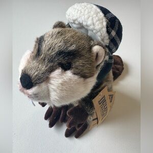 RARE NWT 2019 Duluth Trading plush angry beaver with plaid hats
